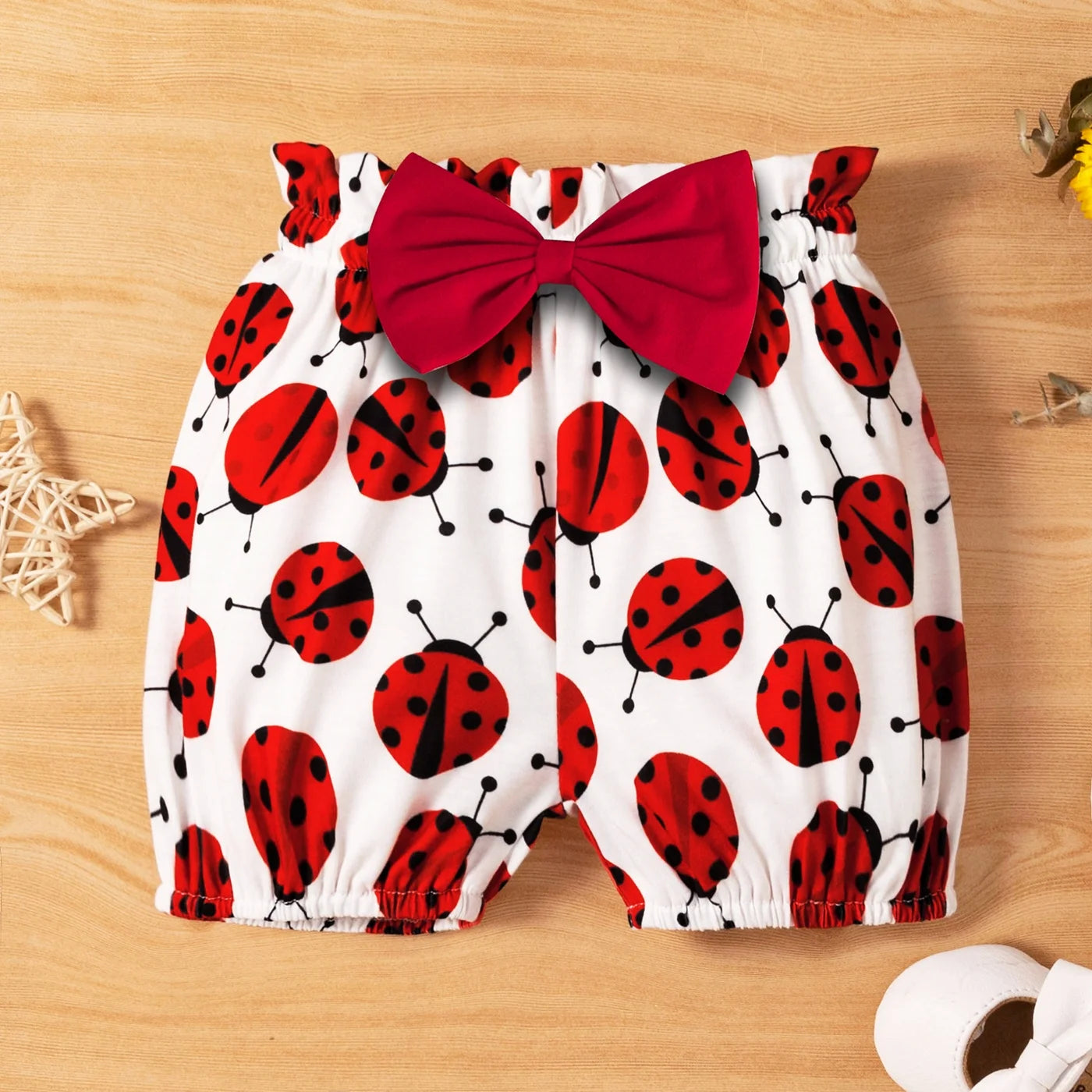 3Pcs Baby Girl Ladybug Long Sleeve Romper and Bowknot Trousers Set,Fall Clothes Newborn Outfit,0-18 Month