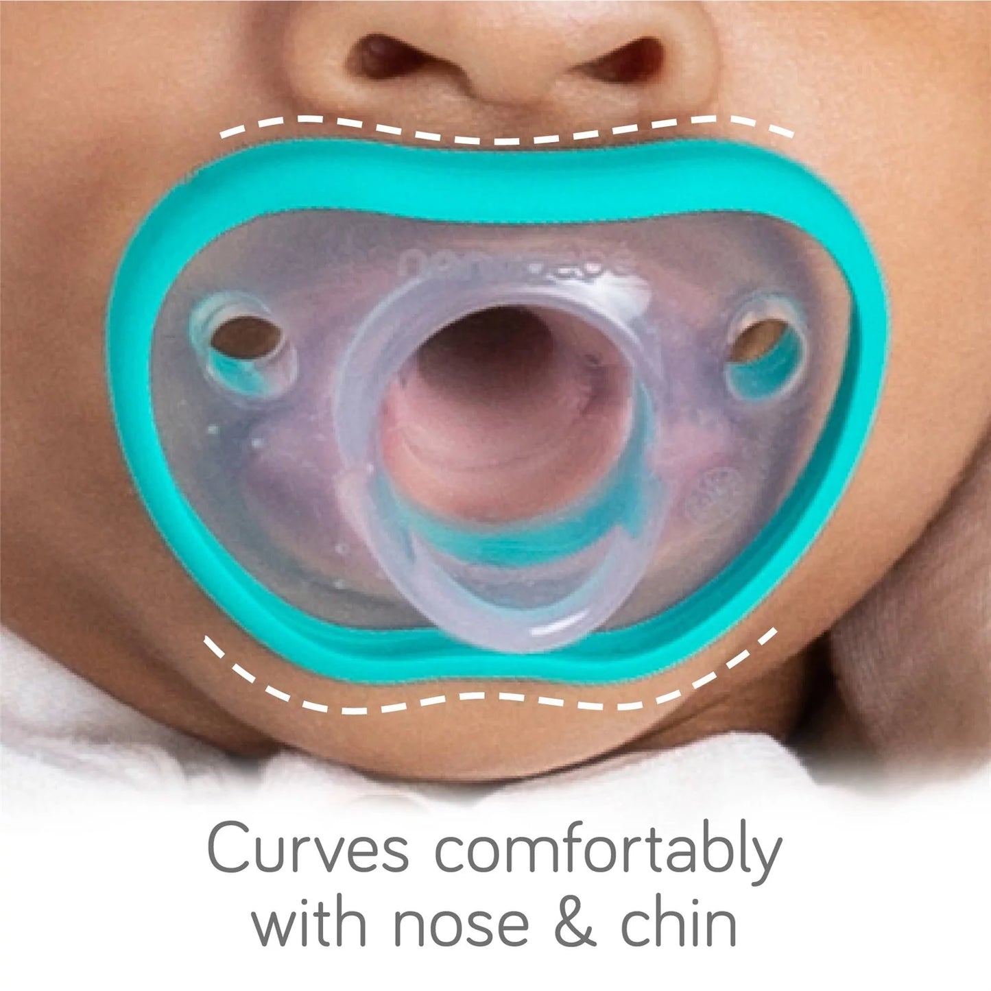 Flexy Silicone Baby Pacifiers, Teal, Pink, Grey or White, Newborn or 3M+, 2-Pack
