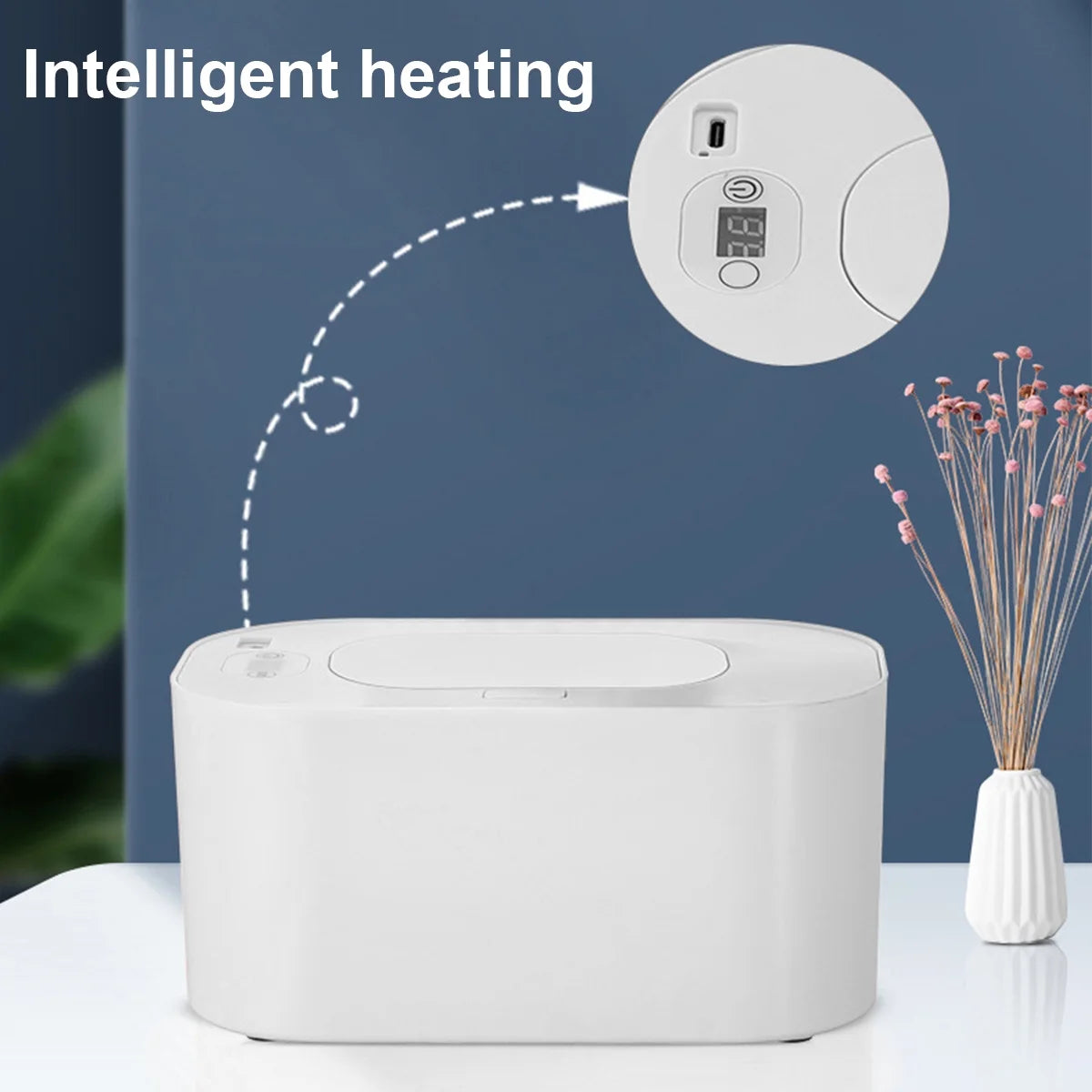 Baby Wipe Warmer Baby Wipe Heater Large Capacity Smart Wet Wipes Warmer,Adjustable Temperature,White