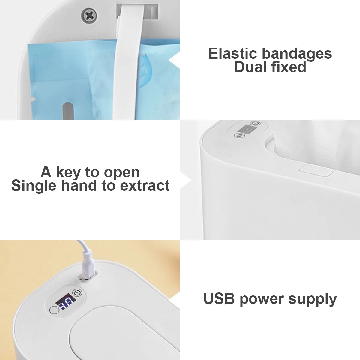Baby Wipe Warmer Baby Wipe Heater Large Capacity Smart Wet Wipes Warmer,Adjustable Temperature,White