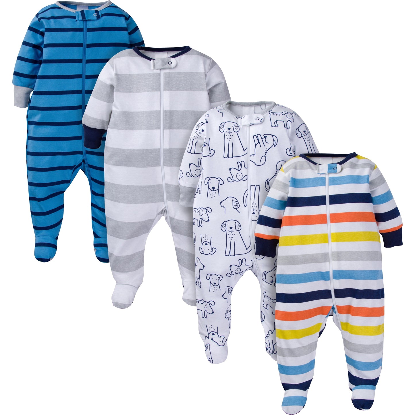 Brand Baby Boy Sleep 'N Plays Footed Pajamas, 4-Pack, Newborn - 6/9M