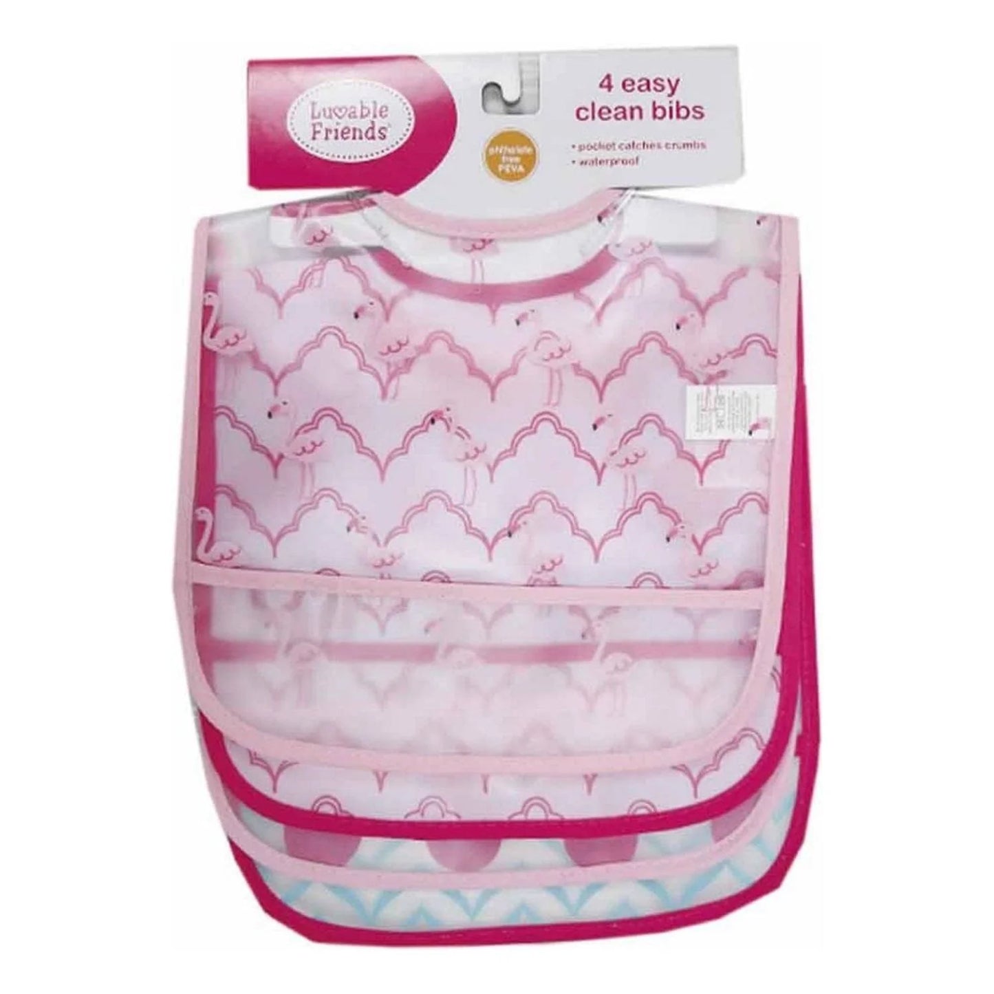 Baby Girl Waterproof PEVA Bibs 4Pk, Flamingo, One Size