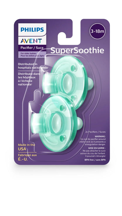 Soothie Pacifier, Green, 3-18 Months, 4 Pack