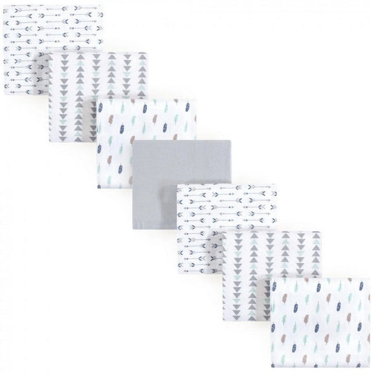Unisex Baby Cotton Flannel Receiving Blankets, Boy Feathers 7-Pack, One Size