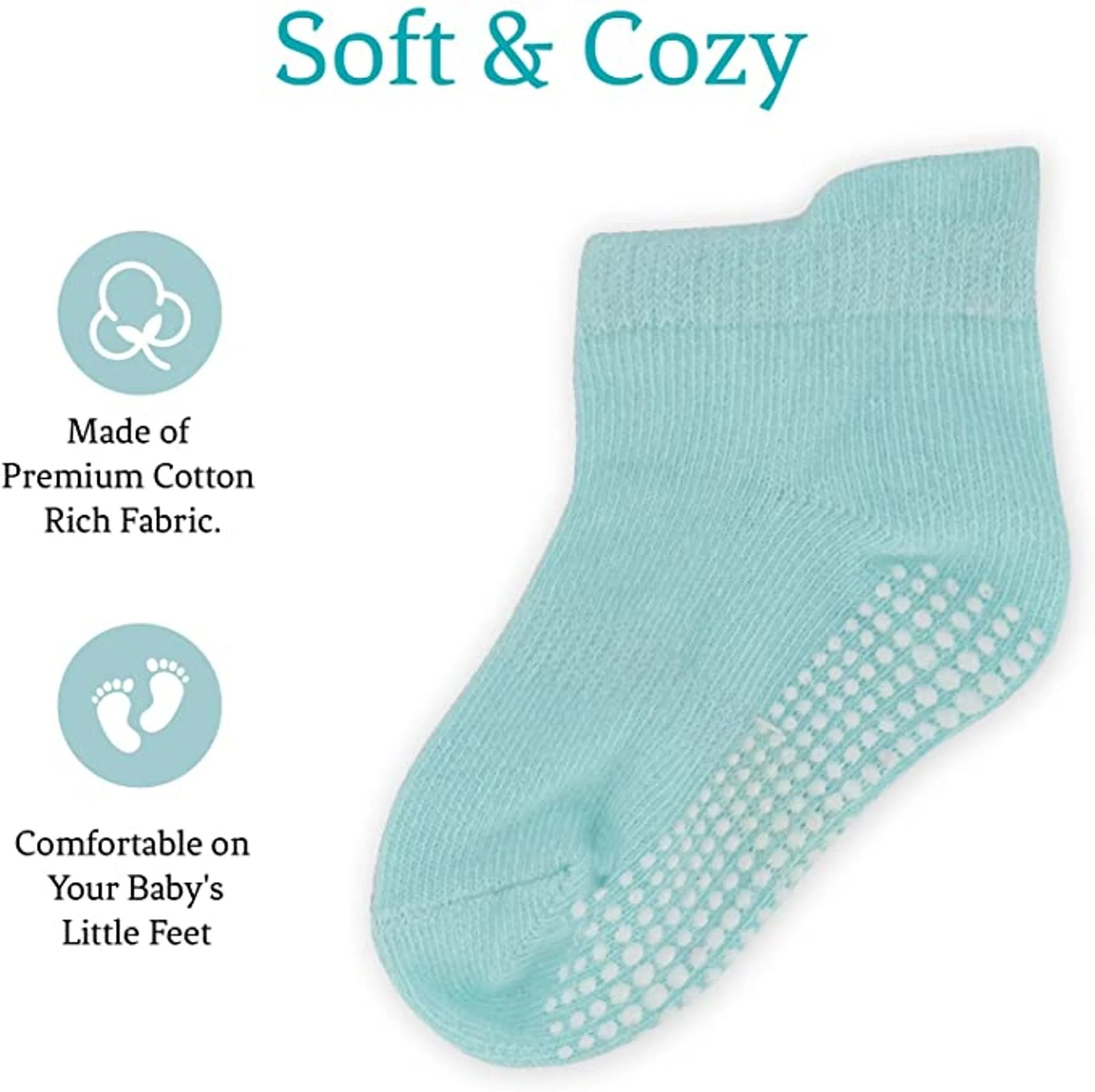 Unisex Non Slip Low-Cut Grip Socks for Infants and Toddlers (9 Pack)