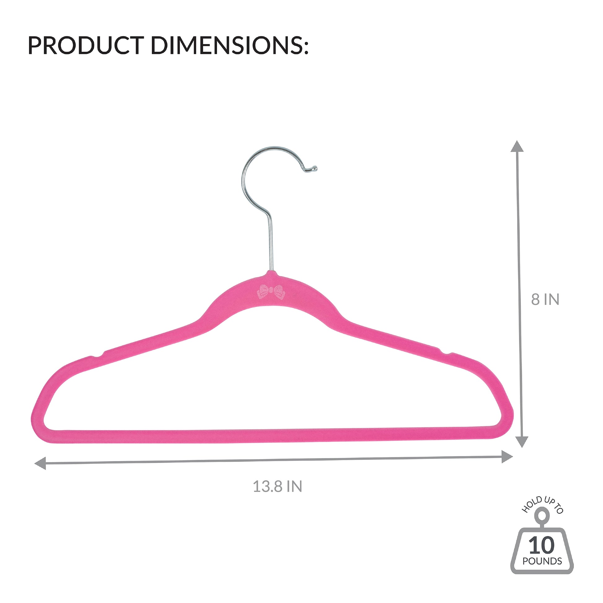 Kids Velvet Hangers, 25 Pack in Pink