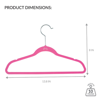 Kids Velvet Hangers, 25 Pack in Pink