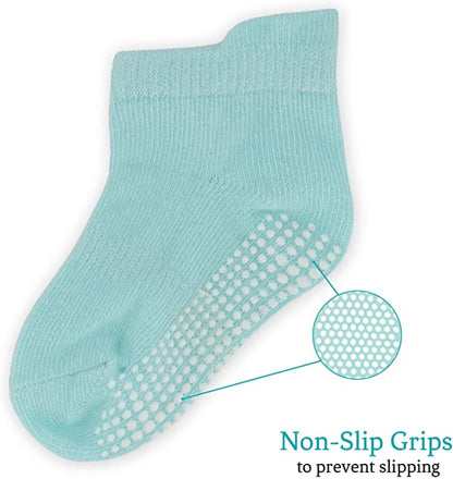 Unisex Non Slip Low-Cut Grip Socks for Infants and Toddlers (9 Pack)