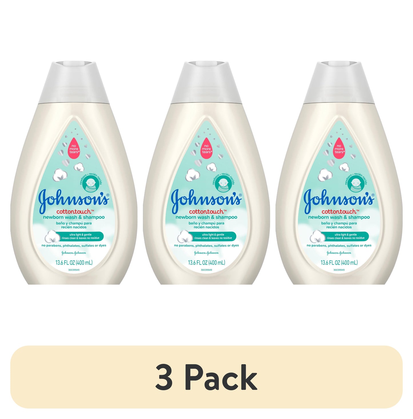 (3 Pack)  Cottontouch for Newborn Baby and Toddler Bath Shampoo and Body Wash, 13.6 Oz