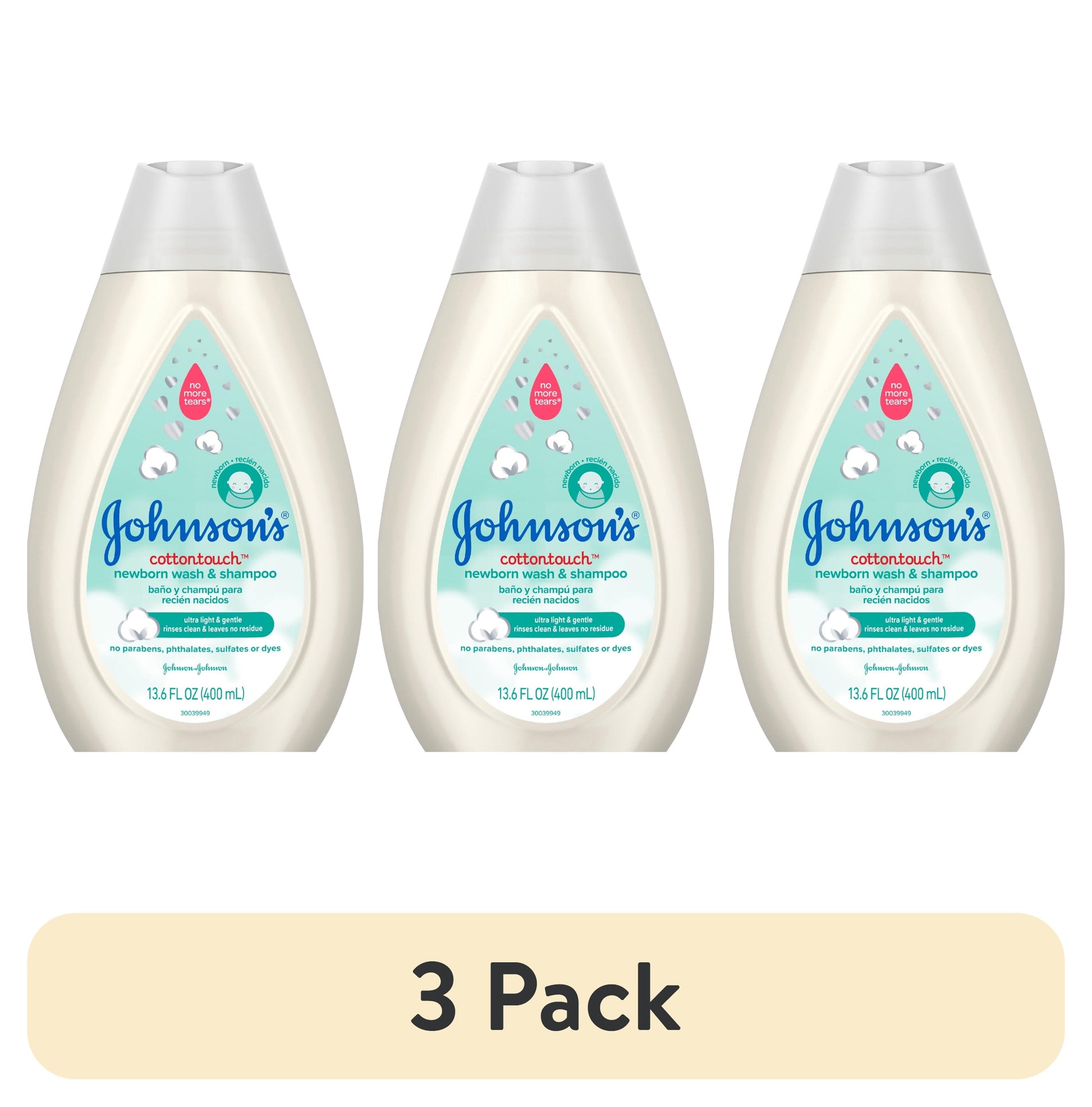 (3 Pack)  Cottontouch for Newborn Baby and Toddler Bath Shampoo and Body Wash, 13.6 Oz