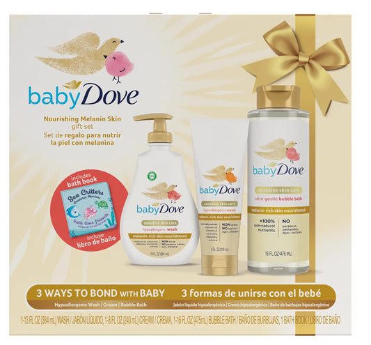 Dove Hypoallergenic Wash & Lotion and Ultra-Gentle Bubble Bath Gift Pack Rich Moisture Sensitive Skin, 3 Count