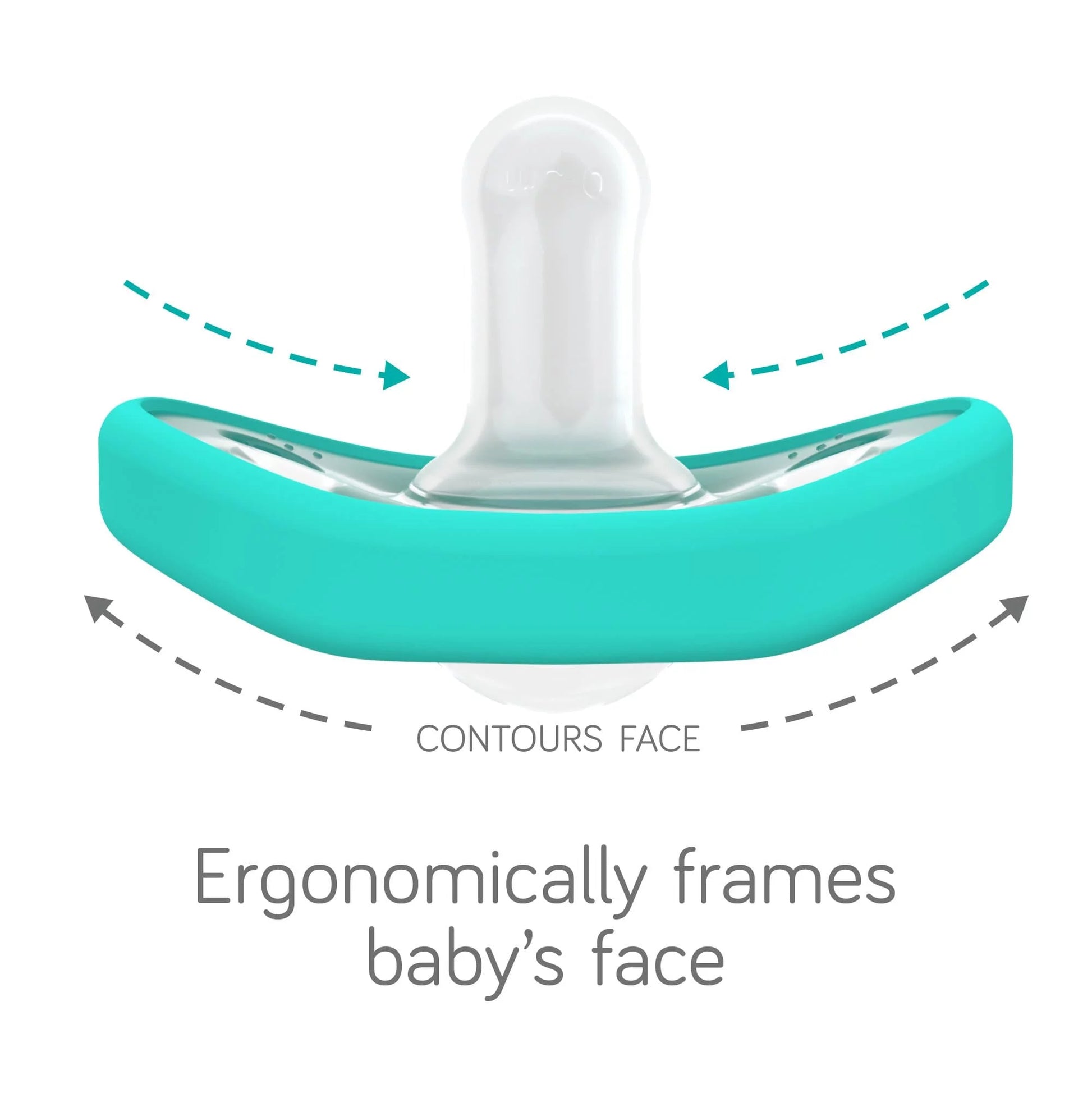 Flexy Silicone Baby Pacifiers, Teal, Pink, Grey or White, Newborn or 3M+, 2-Pack
