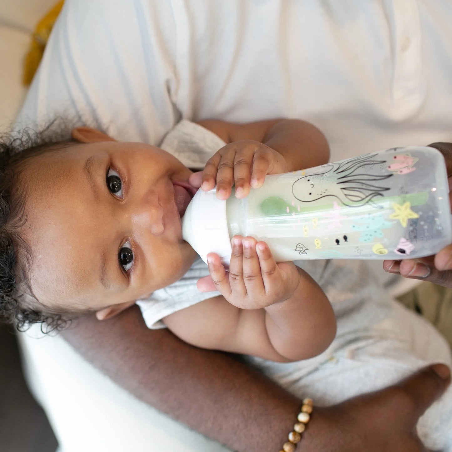 Natural Flow Anti-Colic Options+ Wide-Neck Baby Bottle, Ocean Decos, 9Oz/270Ml, Level 1 Slow Flow, 0M+, 2 Pack