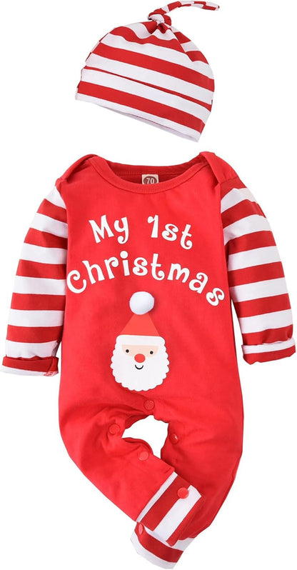 Infant Baby Boys Girls First Christmas Outfit Xmas Romper Elf Santa Clothes