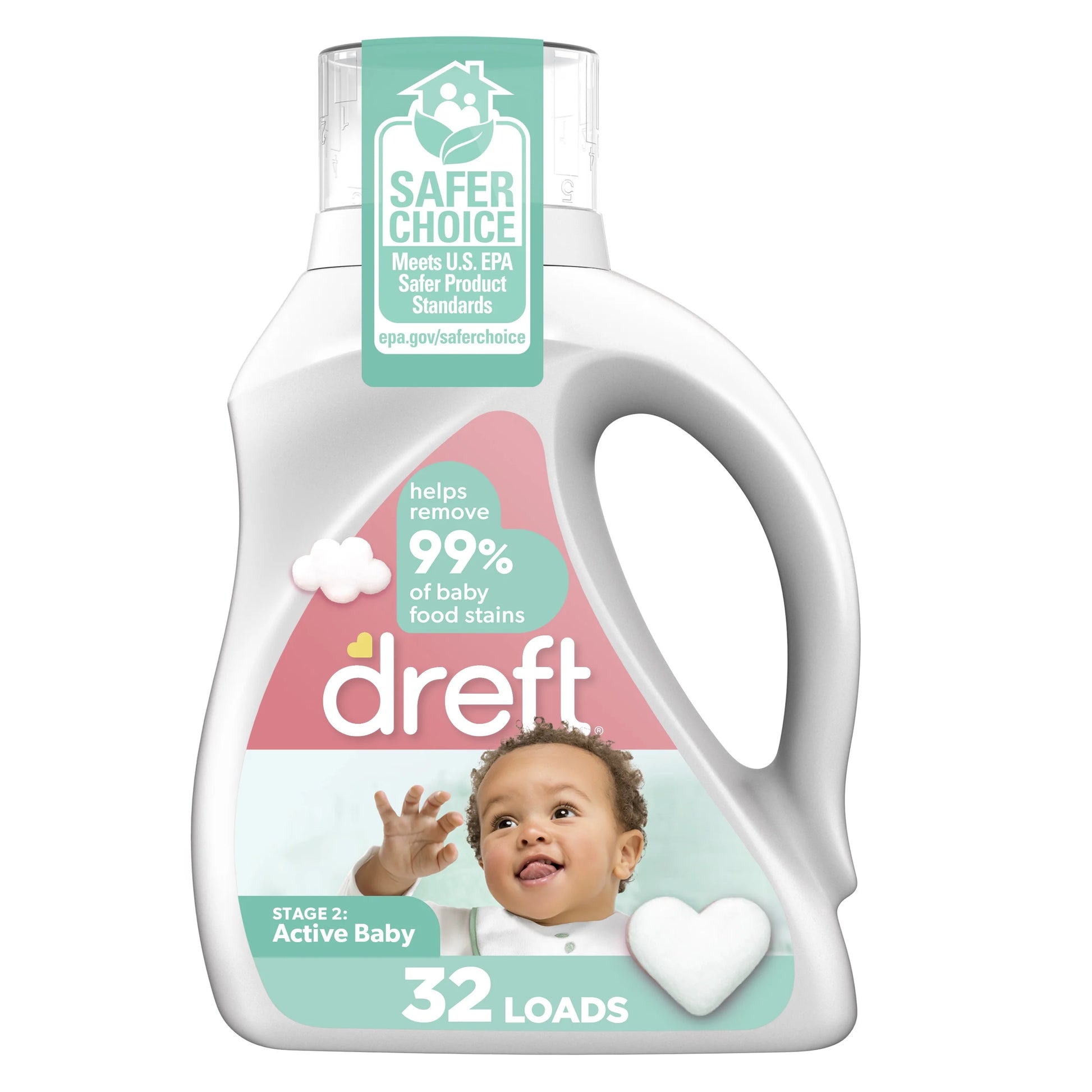 Active Baby Liquid Laundry Detergent, Sensitive Skin, Hypoallergenic, 32 Loads, 46 Fl Oz