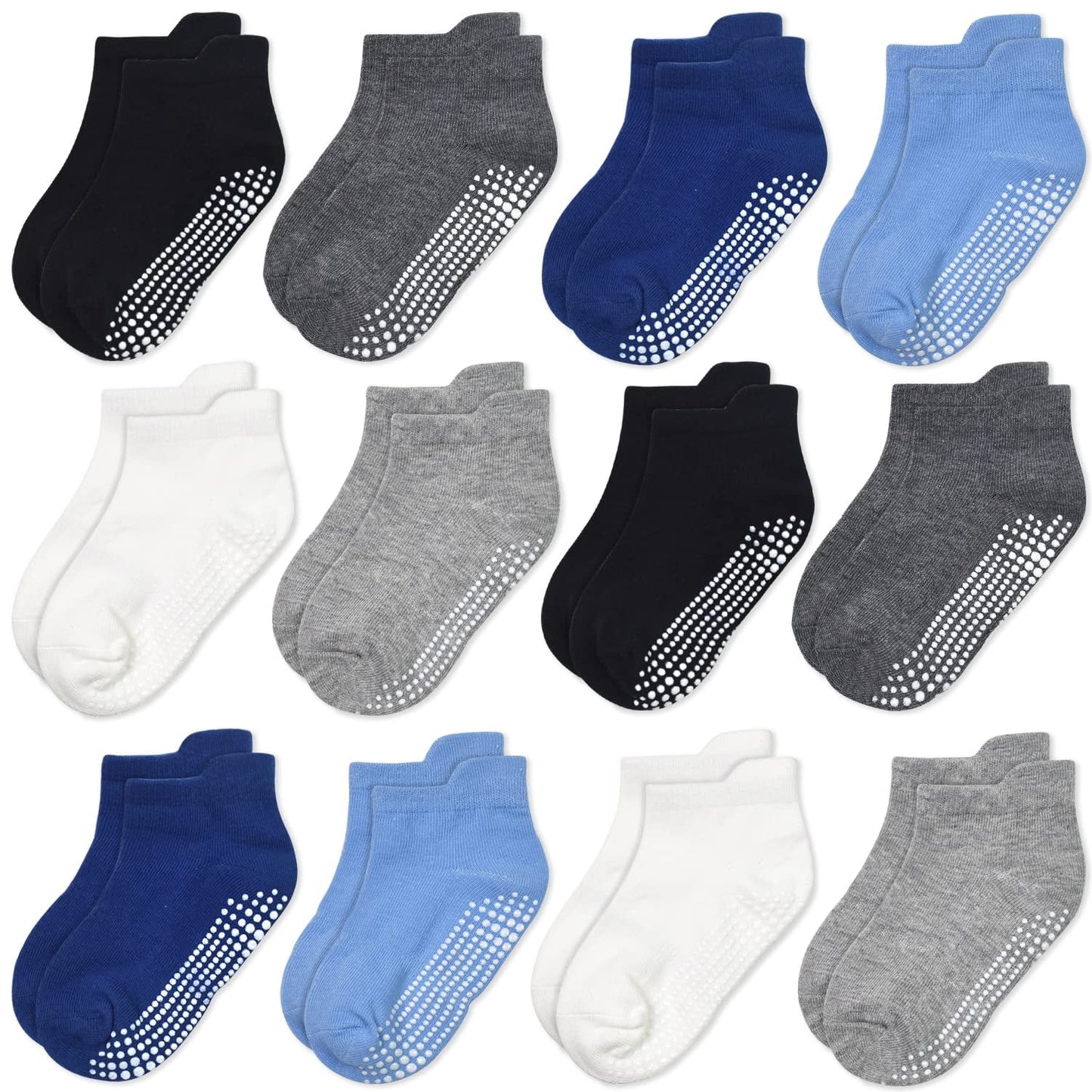 Non Slip Toddler Socks 12 Pairs Baby Socks Toddler Grip Socks anti Skid Socks for 6 Months-7 Years Boys