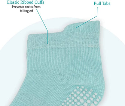 Unisex Non Slip Low-Cut Grip Socks for Infants and Toddlers (9 Pack)