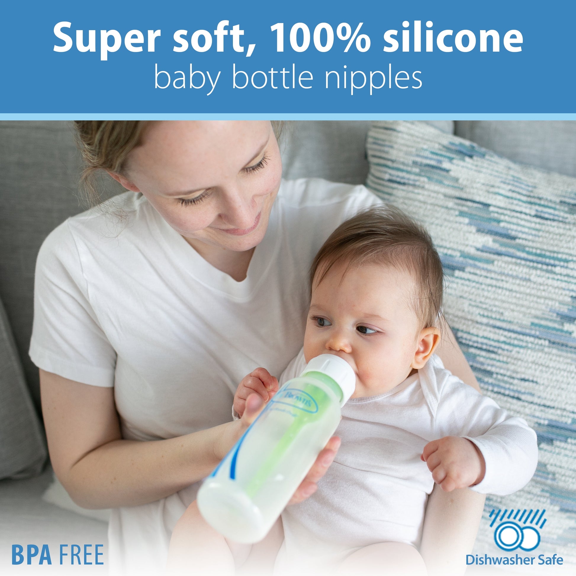 Natural Flow Preemie Flow, Narrow Baby Bottle Nipple, Slowest Flow, 0M+, 100% Silicone, 6 Pack