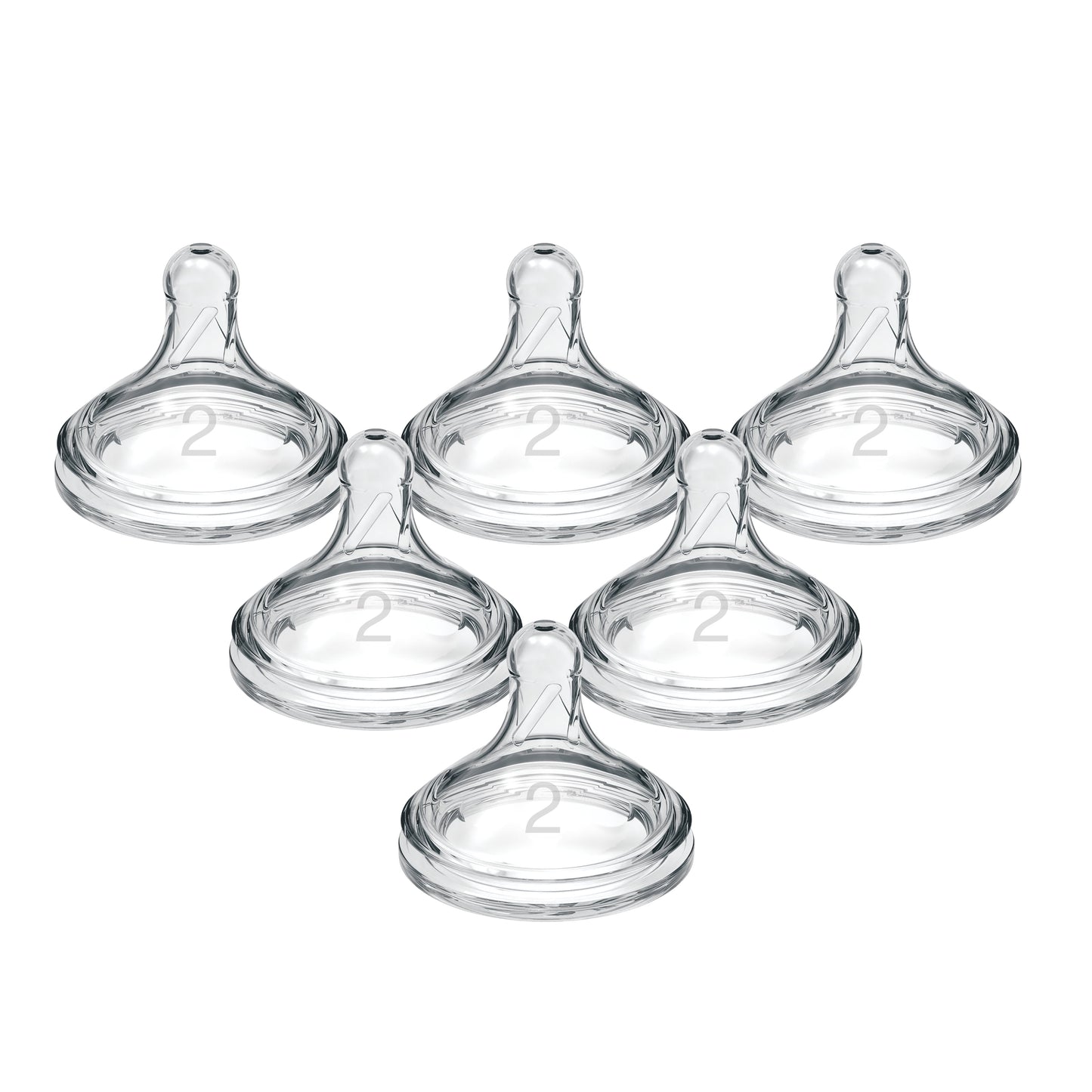 Natural Flow Level 2, Wide-Neck Baby Bottle Nipple, Medium Flow, 3M+, 100% Silicone, 6 Pack