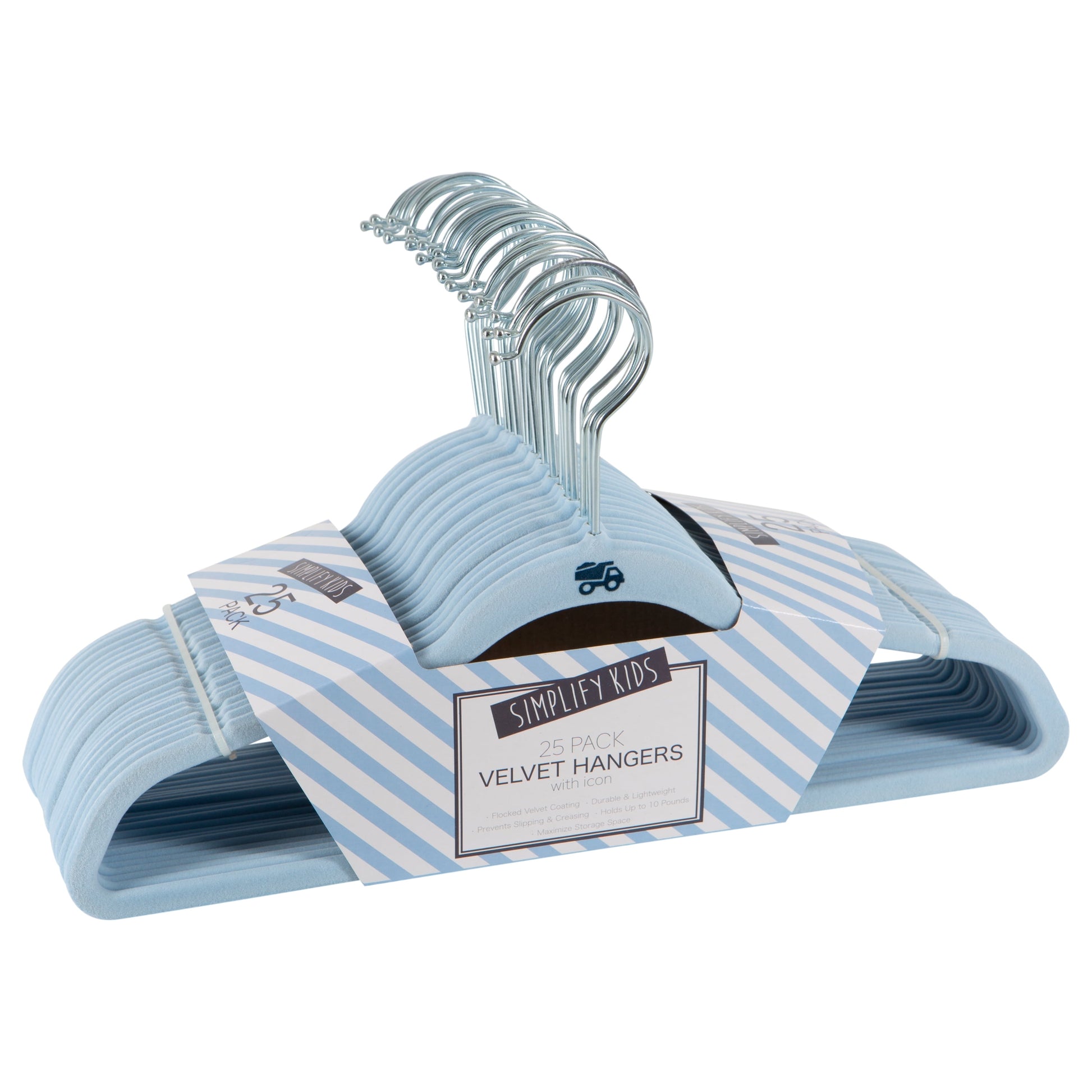 Kids 25 Pack Velvet Hangers in Light Blue