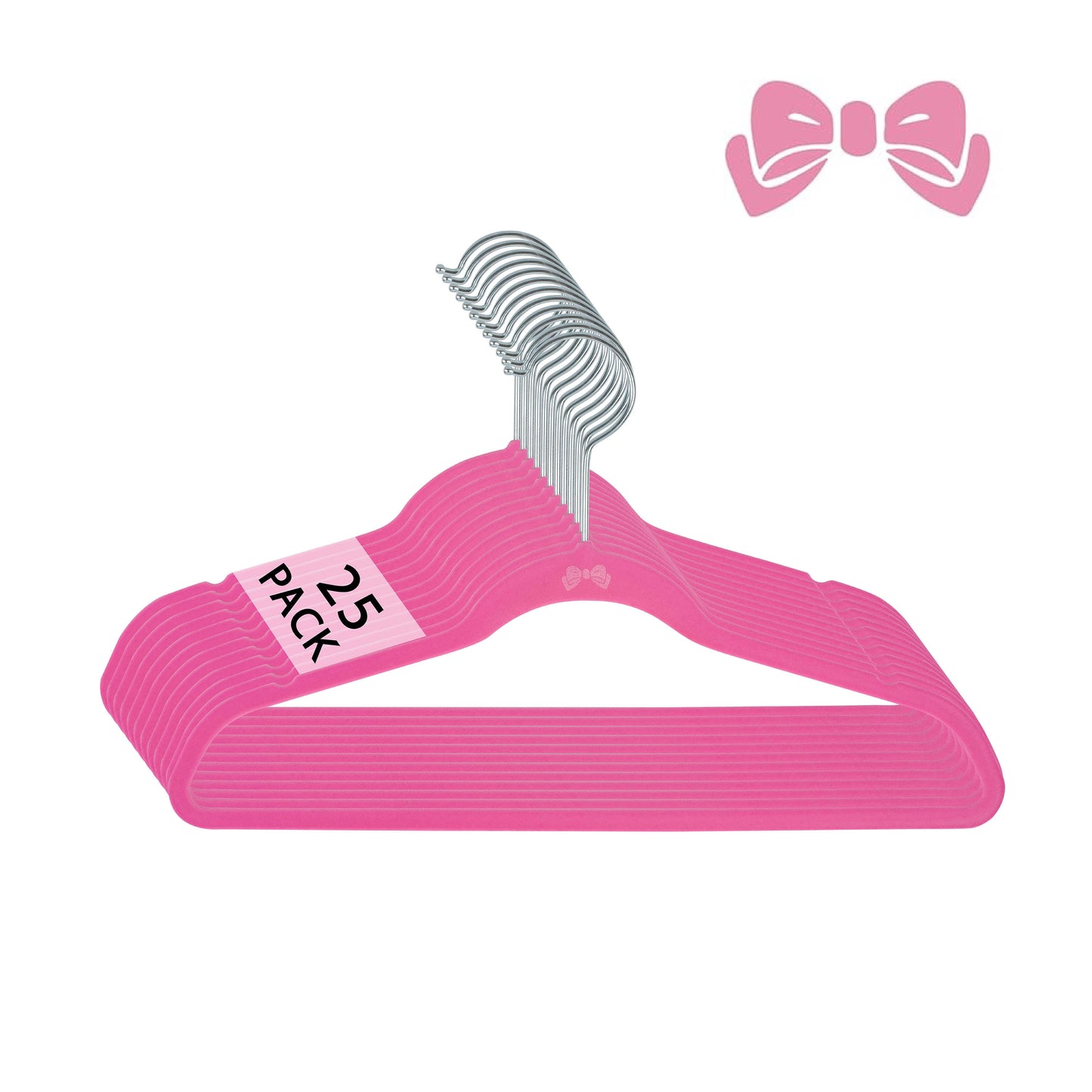 Kids Velvet Hangers, 25 Pack in Pink