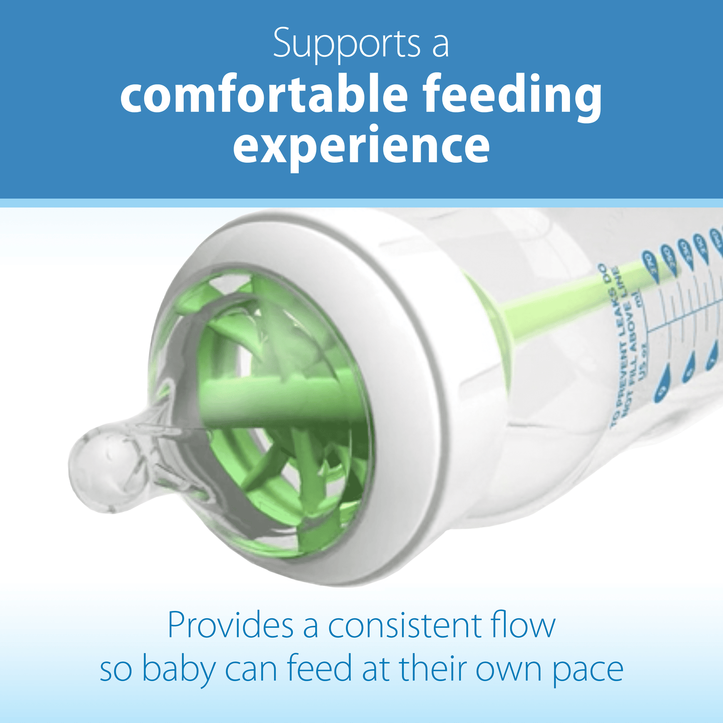 Natural Flow Level 2, Wide-Neck Baby Bottle Nipple, Medium Flow, 3M+, 100% Silicone, 6 Pack