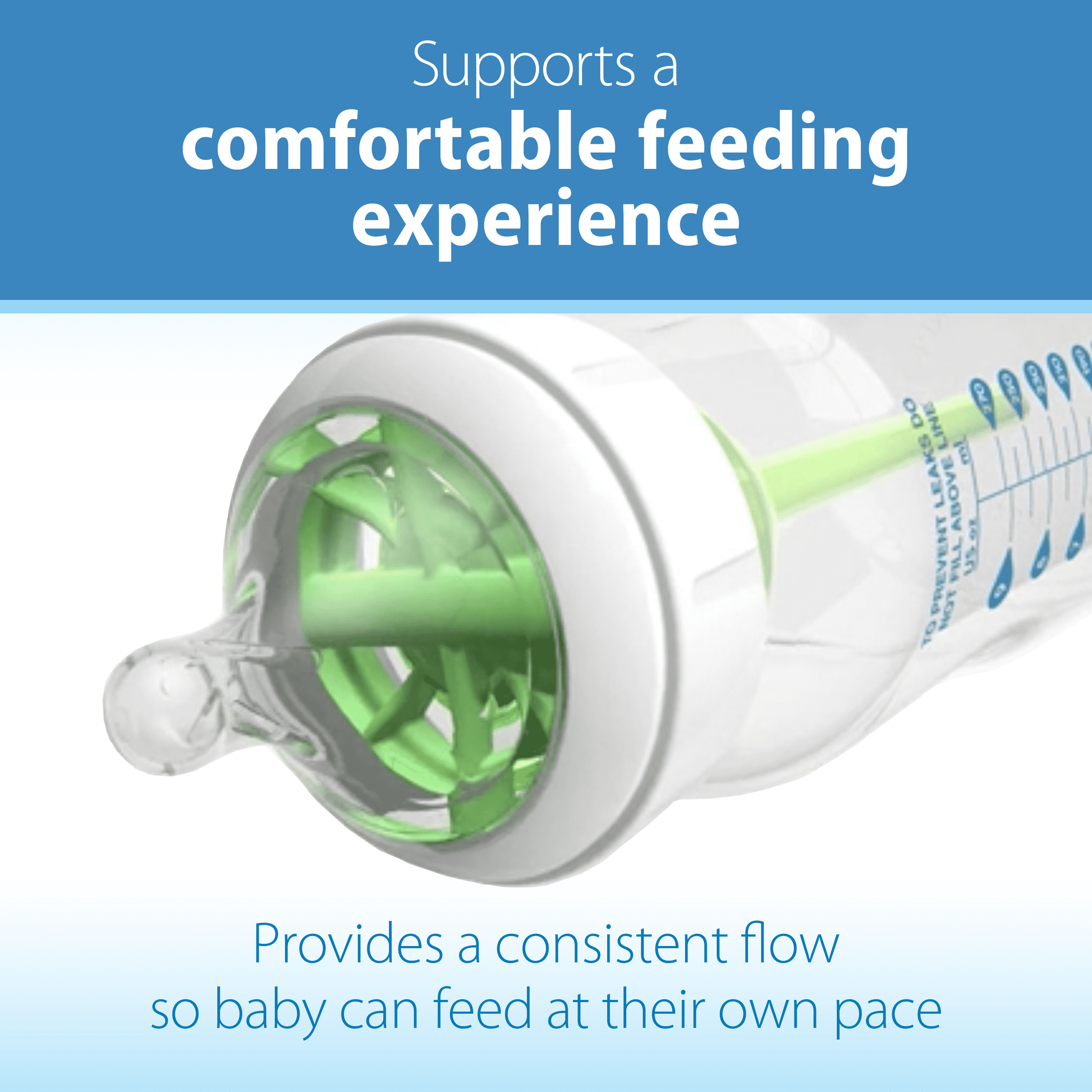 Natural Flow Level 2, Wide-Neck Baby Bottle Nipple, Medium Flow, 3M+, 100% Silicone, 6 Pack