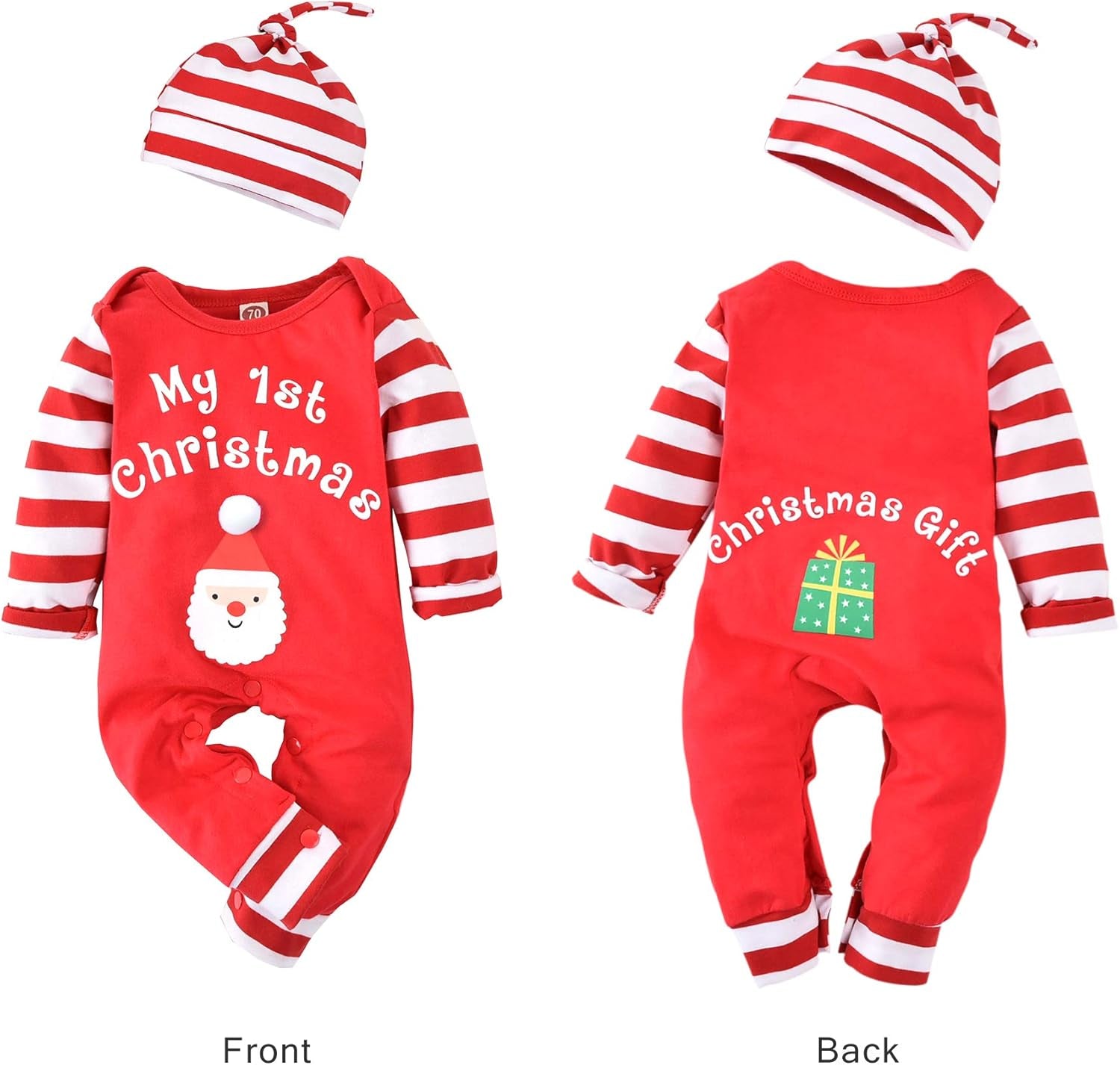 Infant Baby Boys Girls First Christmas Outfit Xmas Romper Elf Santa Clothes