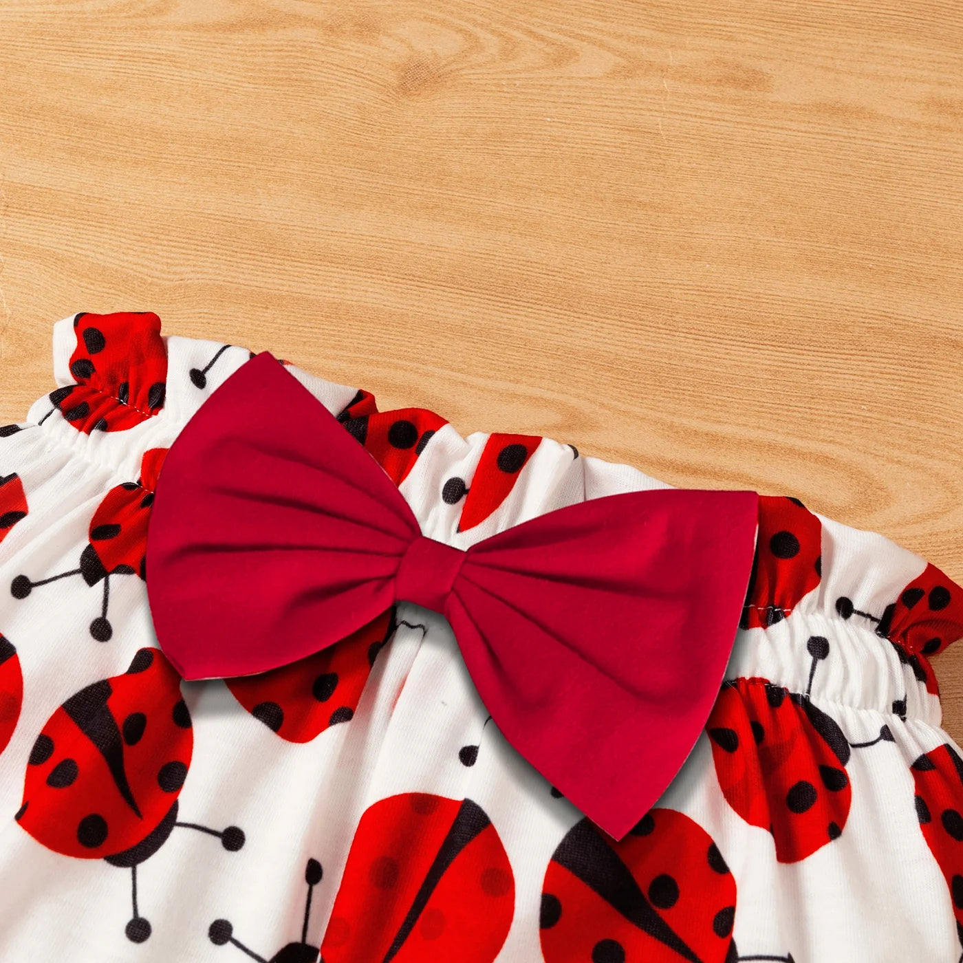 3Pcs Baby Girl Ladybug Long Sleeve Romper and Bowknot Trousers Set,Fall Clothes Newborn Outfit,0-18 Month