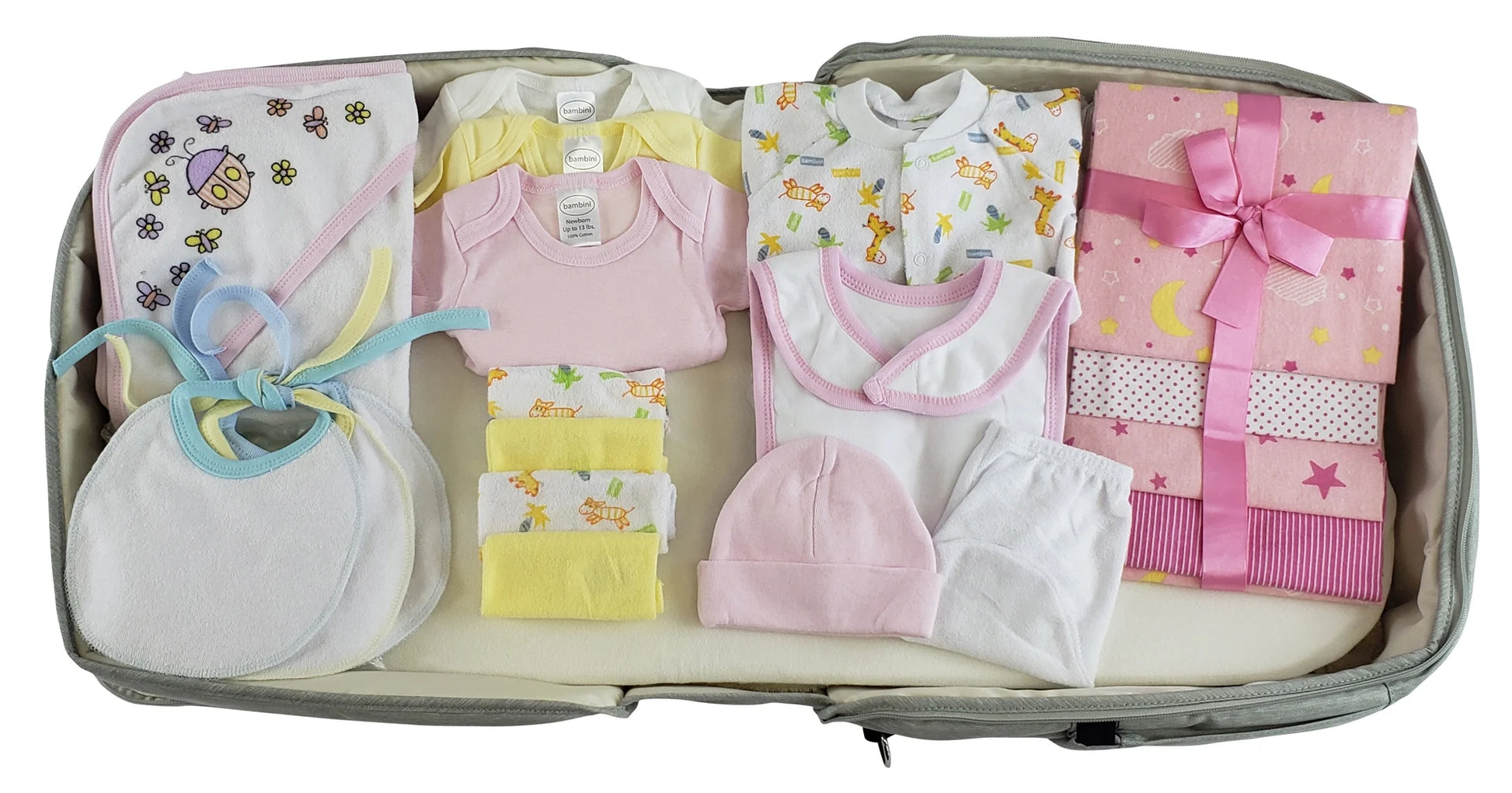 20 Pc Unisex Baby Clothing Starter Set with All-In-One Portable Bassinet Foldable Baby Bed, Travel Crib Infant and Diaper Bag Changing Station