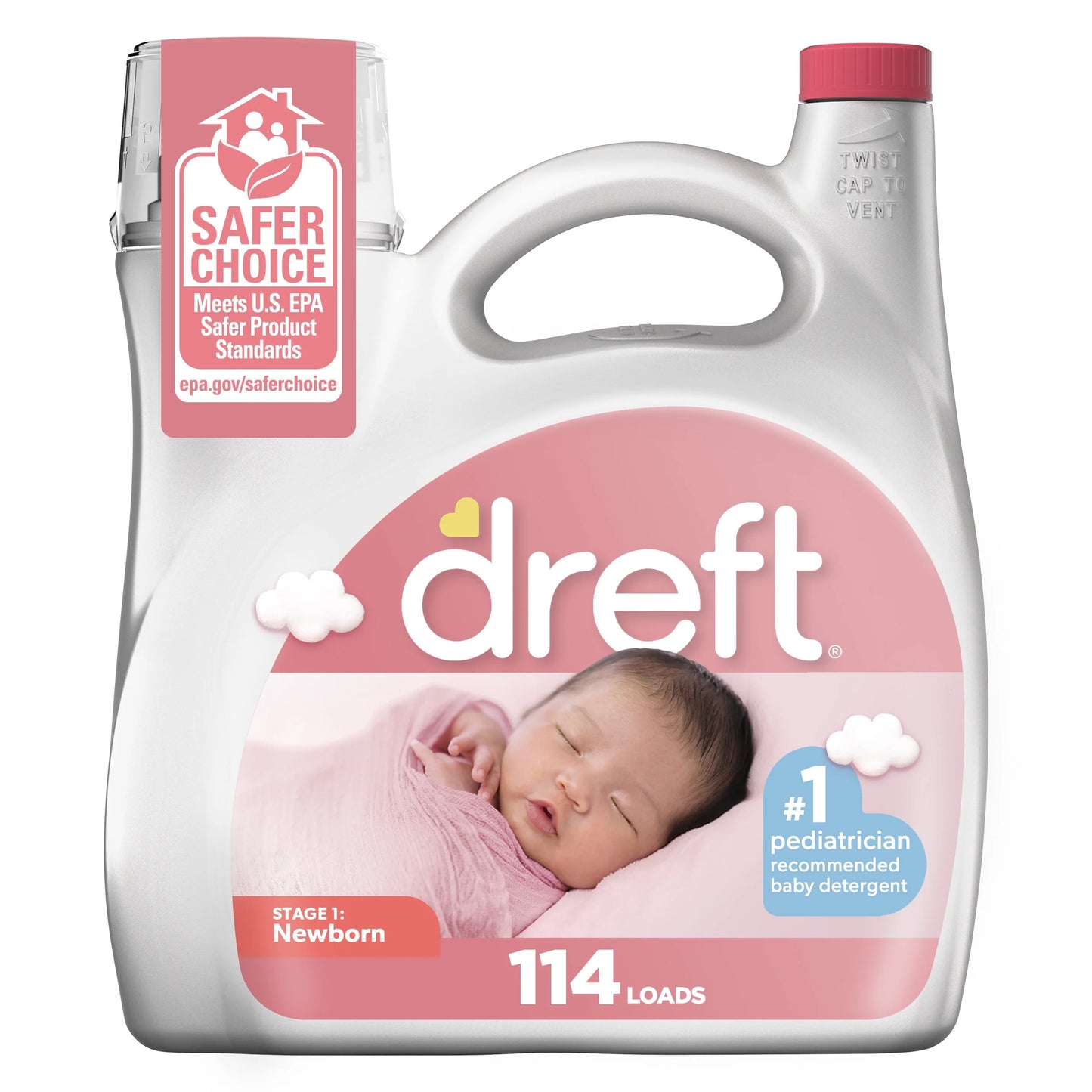 Newborn Baby Liquid Laundry Detergent, Sensitive Skin, Hypoallergenic, 114 Loads, 150 Fl Oz