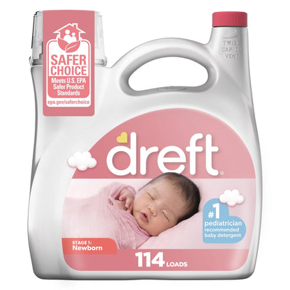 Newborn Baby Liquid Laundry Detergent, Sensitive Skin, Hypoallergenic, 114 Loads, 150 Fl Oz
